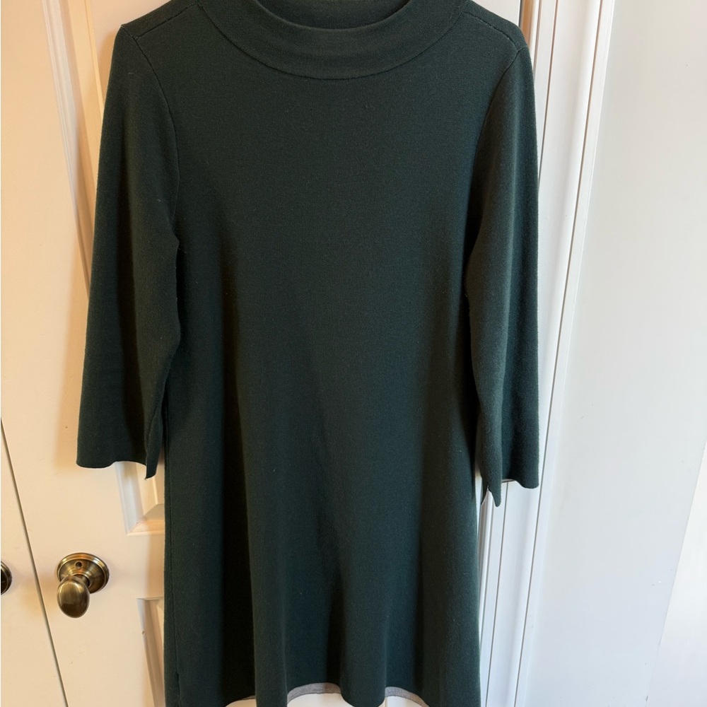 LOFT Green Ribbed Knit Dress